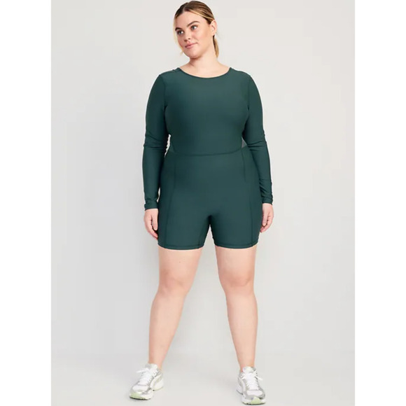 Old Navy‎ Plus Size 3X Powersoft Go-dry Green Long Sleeve Active Bodysuit NWT - Picture 1 of 16